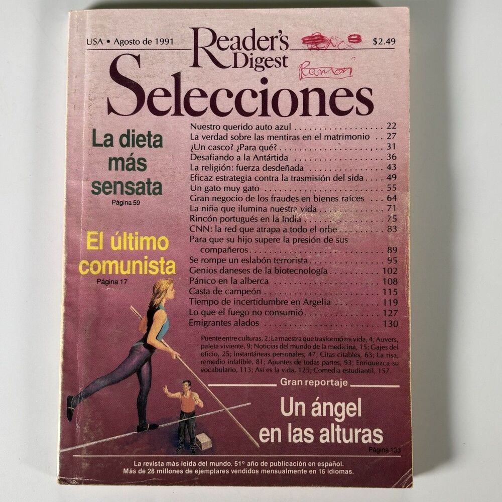 Reader's Digest Spanish Magazine Selecciones August 1991 Communism Socialism